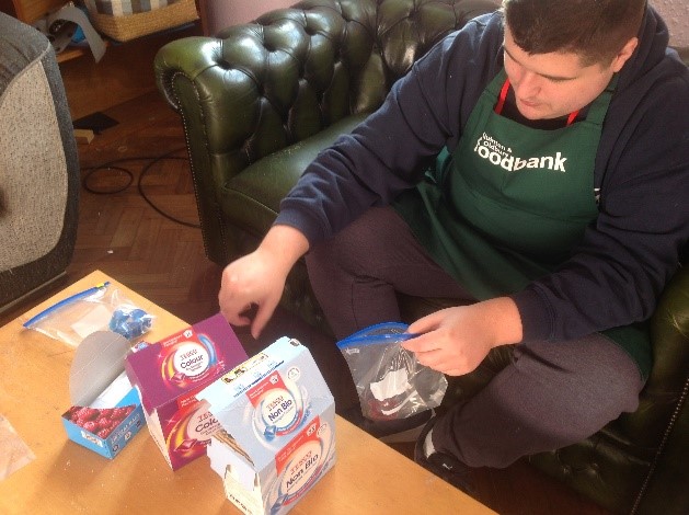 Jack working in the Food bank