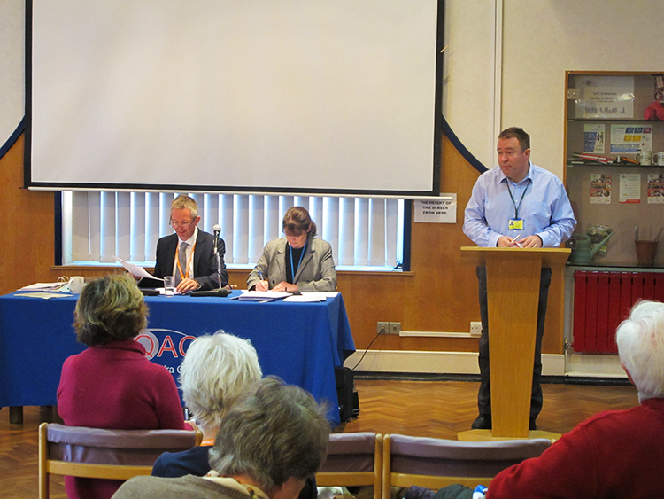 Director of Finance and Resources Rob Semple addresses the AGM visitors