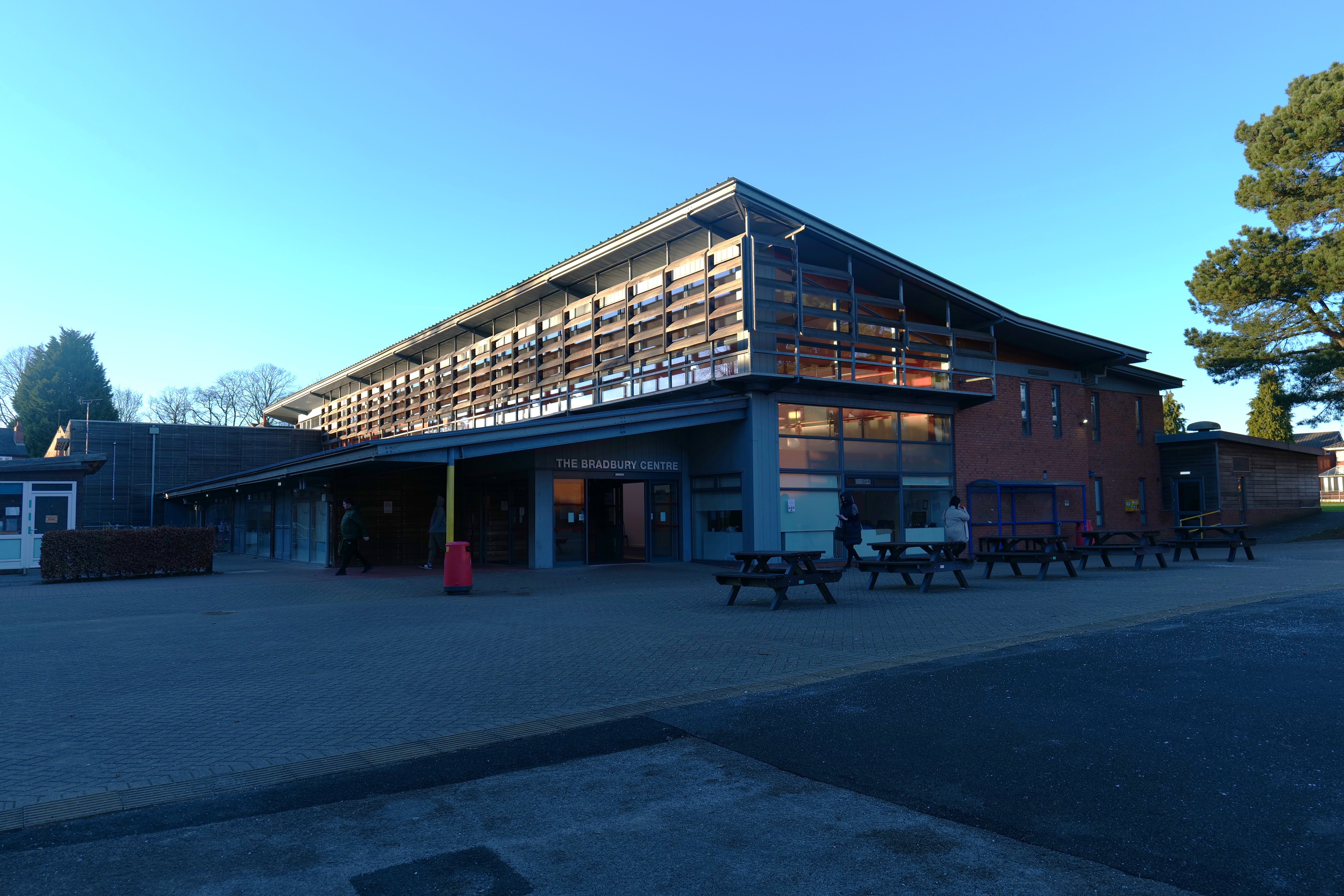 Bradbury centre with a blue sky in the background