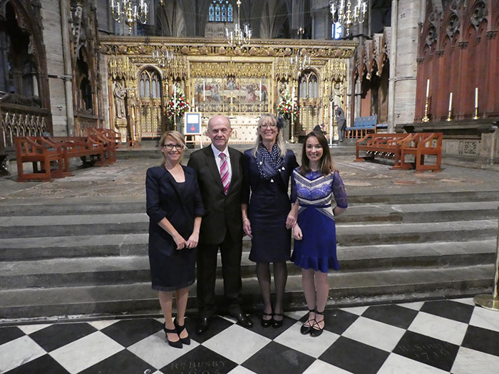 4 members of QAC staff at Westminster Abbey for the DofE anniversary