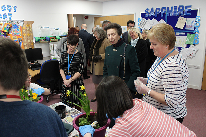 HRH The Princess Royal addressing students during her visit to LEAP Sapphire's classroom