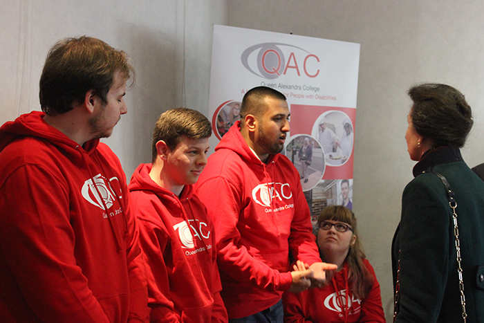 HRH The Princess Royal speaking with QAC's Student Ambassadors