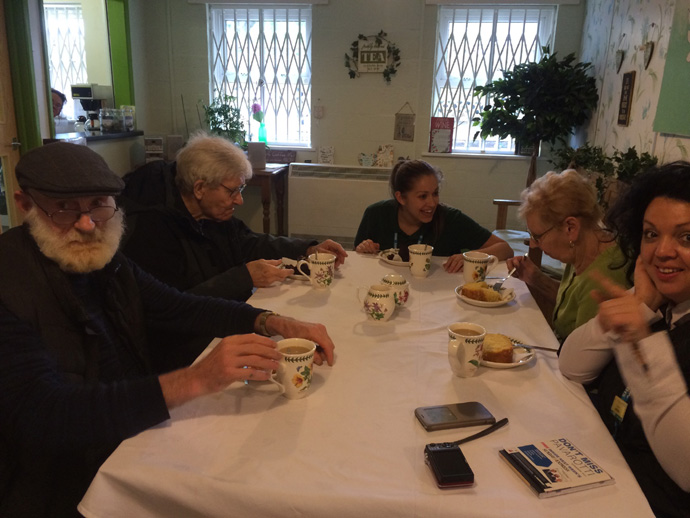 The group enjoying tea and cake at the Dementia workshop