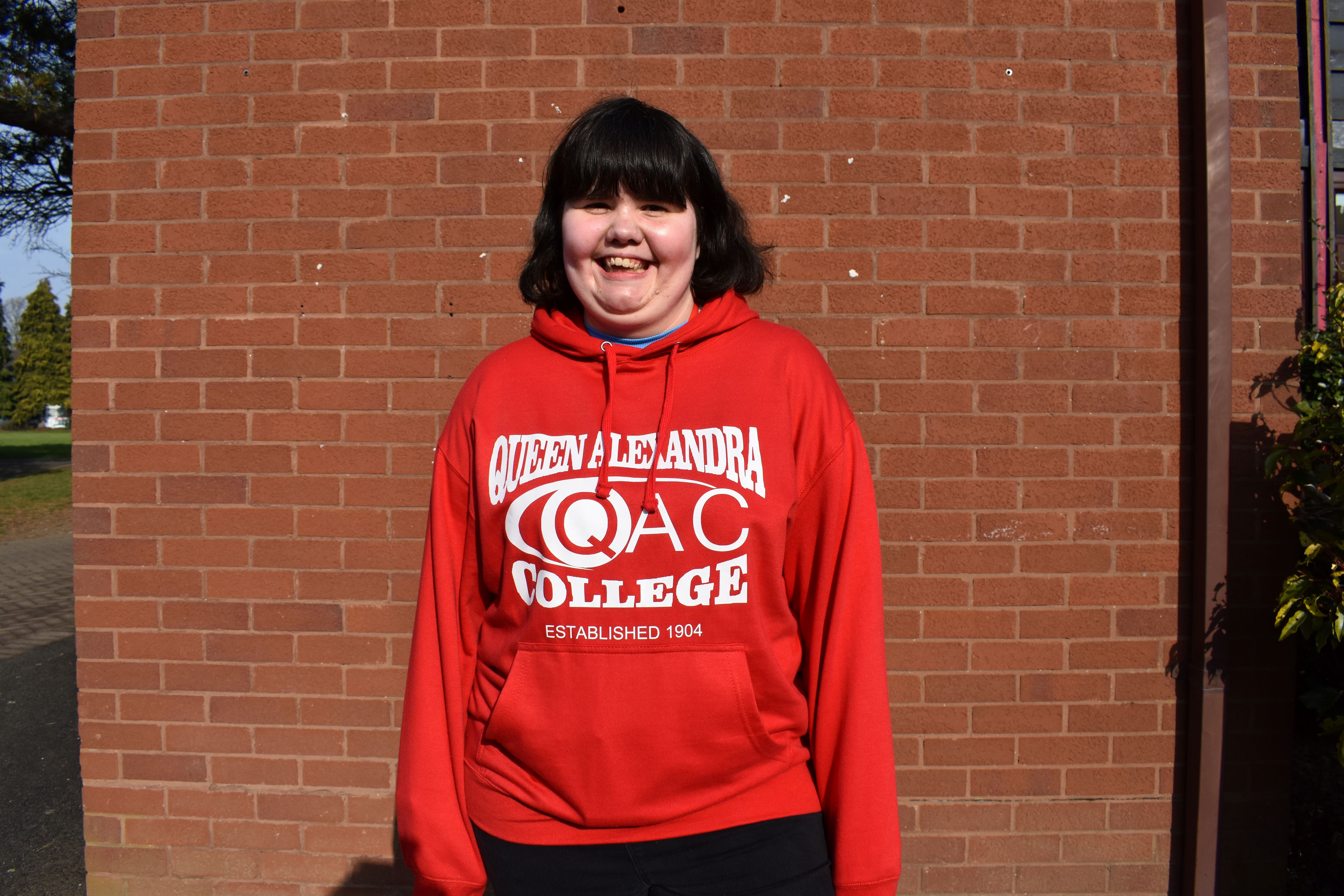 Image of Lucy in a student ambassador hoodie