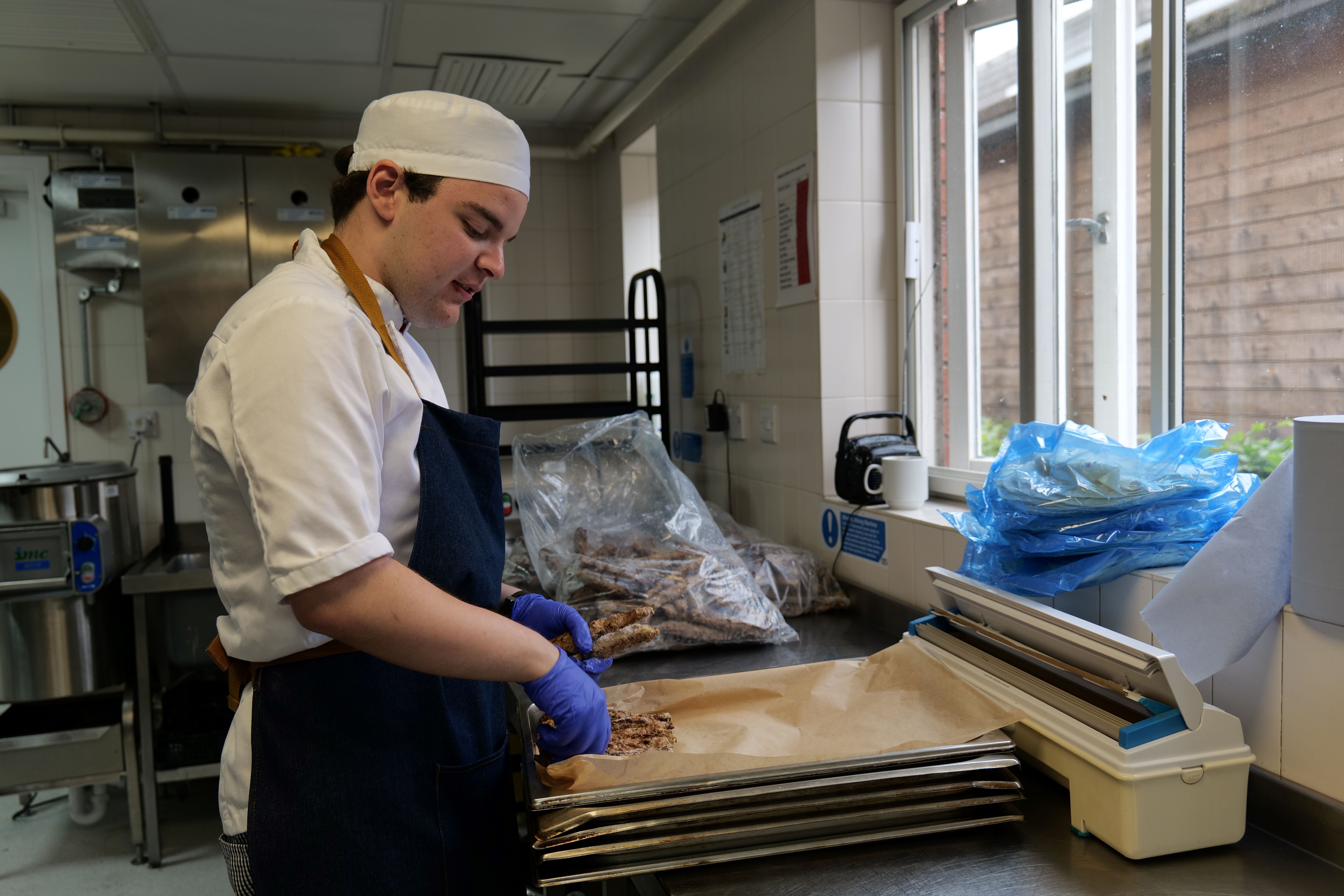 Student preparing food in the kitchen