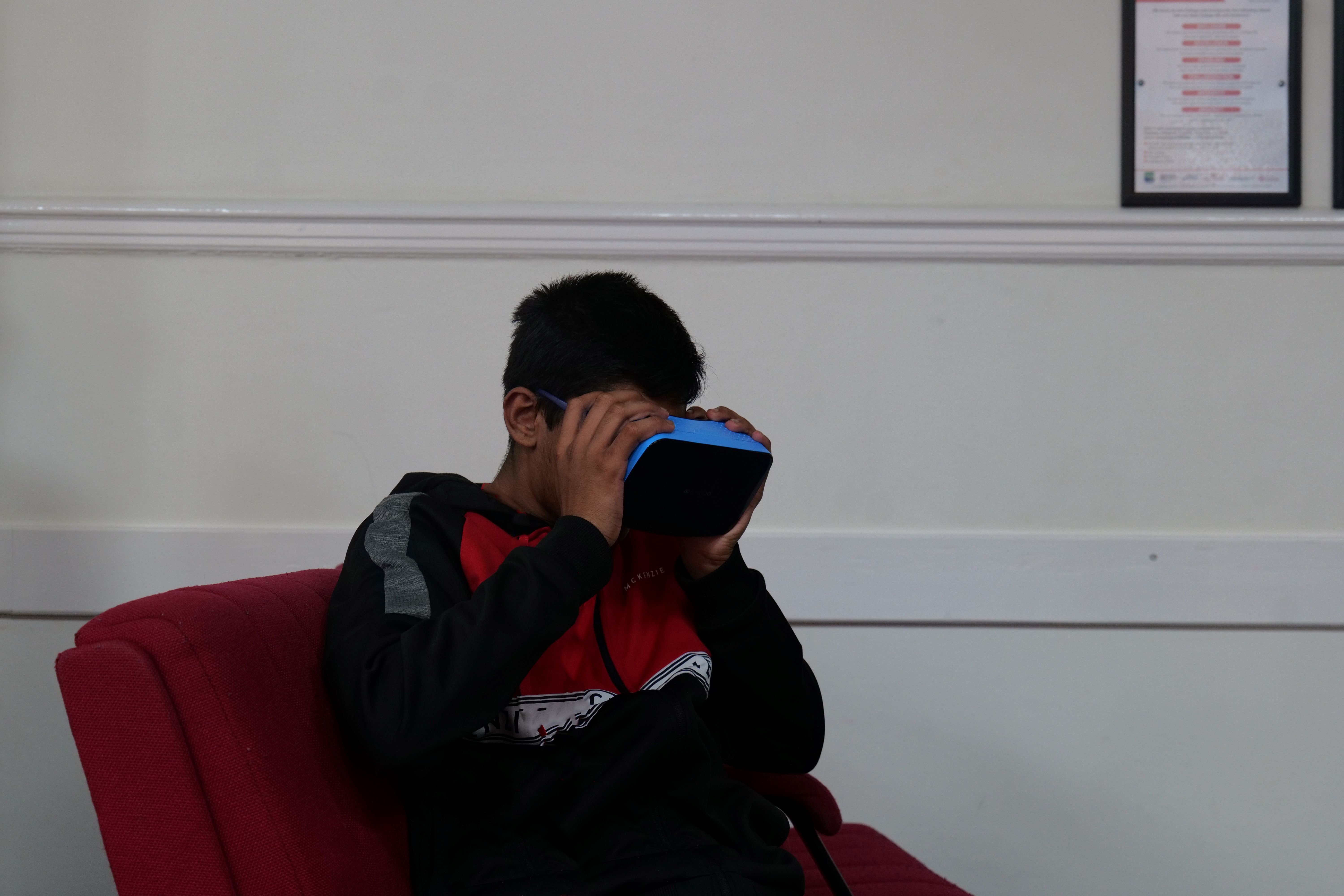 Student using VR headset