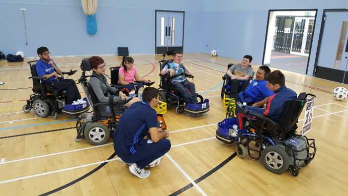 QAC students during their Powerchair Football training