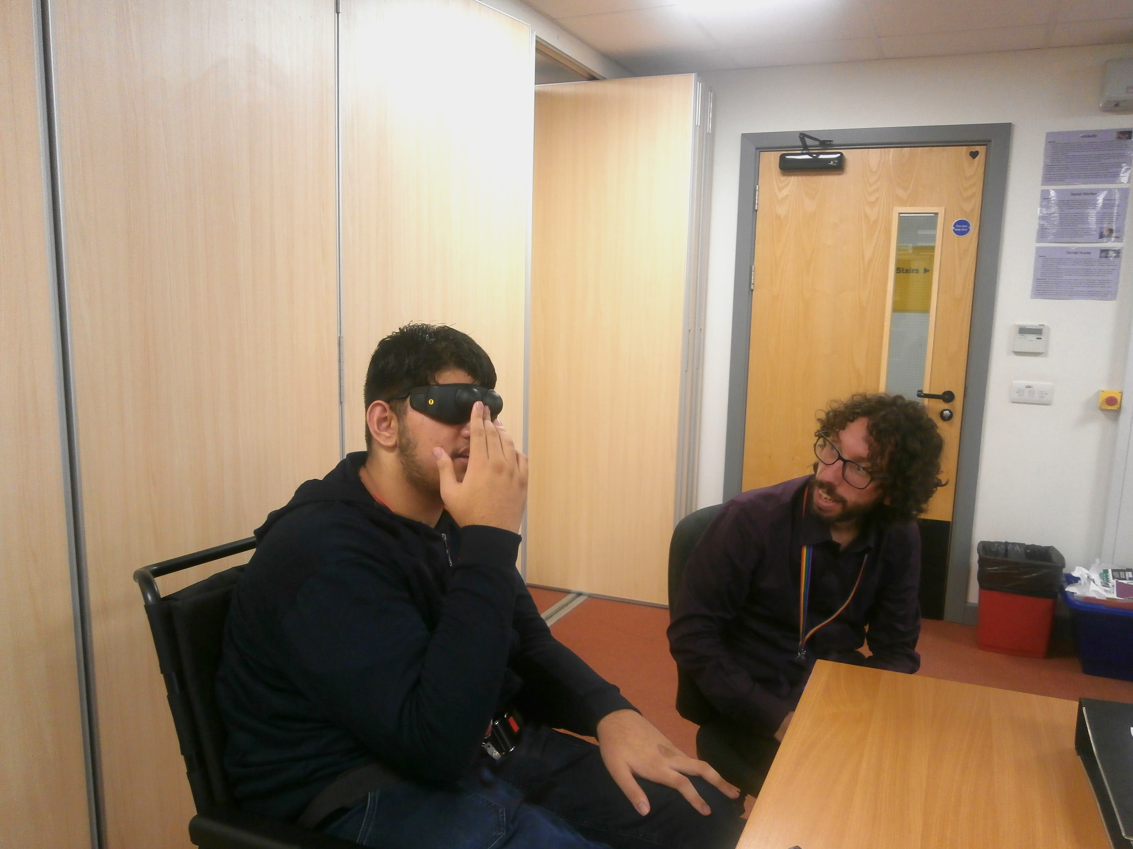 Image of a student trying simulation glasses