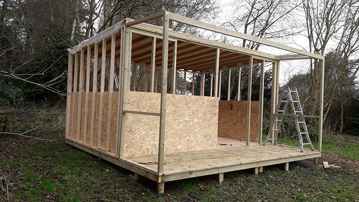 Umberslade's Outdoor Learning Shelter pictured whilst still under construction